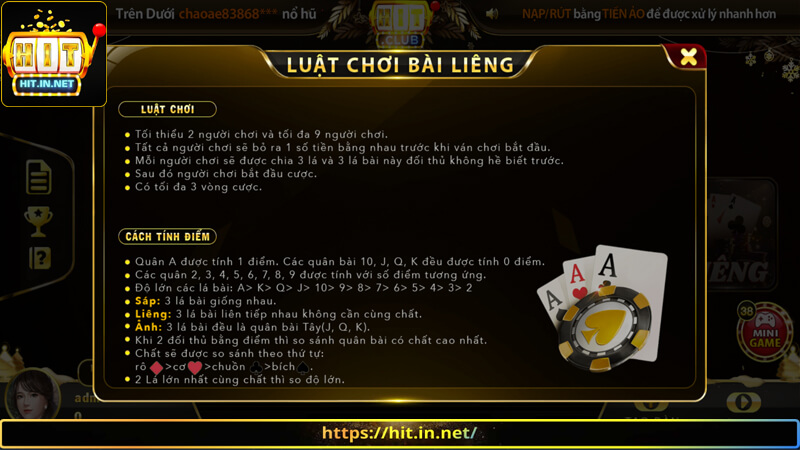 Luật chơi bài Liêng Hit Club chi tiết cho người chơi mới