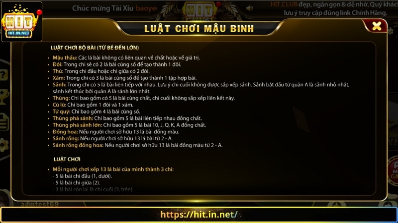 Luật chơi mậu binh Hit Club chi tiết nhất cho người chơi mới